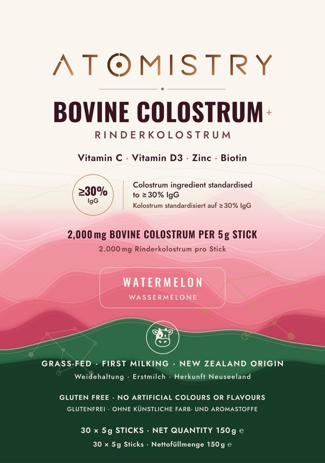 Atomistry Bovine Colostrum+ Watermelon pouch, 30 sticks, 150 g